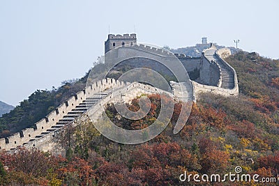 Asia China, Beijing, badaling national forest park, the Great Wall, red leaves Stock Photo