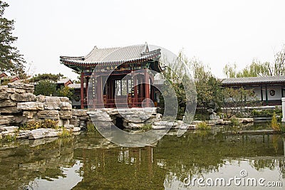 In Asia, China, Beijing, Garden Expo Park, the antique building, courtyard Editorial Stock Photo