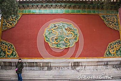 Asia China, Beijing, the Imperial Palace, Landscape architectureï¼Œred walls Editorial Stock Photo