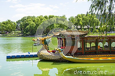 Asia China, Beijing, Longtan Lake Park,Dragon Boat Editorial Stock Photo