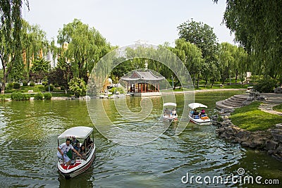 Asia China, Beijing, Longtan Lake Park, Summer landscape, lake, cruise Editorial Stock Photo