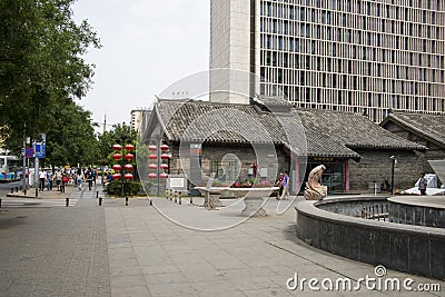 Asia China, Beijing, nanxincang cultural leisure Street,Modern tall buildings and ancient barn Editorial Stock Photo