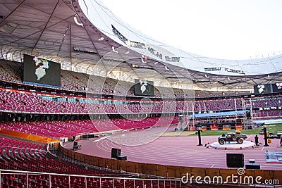 Asia China, Beijing, National Stadium, internal structure, the audience stand Editorial Stock Photo