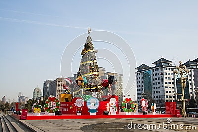 Asia China, Beijing, Oriental plaza, Christmas decorations Editorial Stock Photo