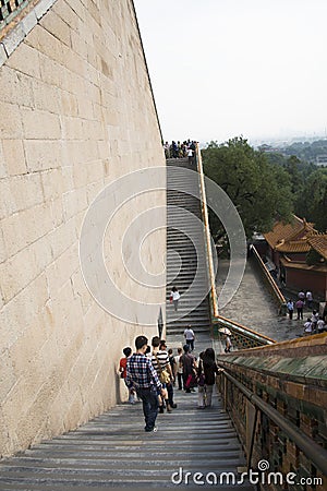 In Asia, China, Beijing, the Summer Palace, Tower of Buddhist Incens, the high steps Editorial Stock Photo