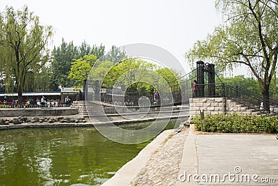 Asia China, Beijing, the world park, Suspension bridge Editorial Stock Photo