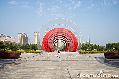 Asia China, Wuqing, Tianjin, cultural park, theme sculpture, Editorial Stock Photo