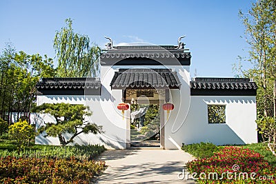 Asia China, Wuqing, Tianjin, Green Expo, Garden architecture Stock Photo