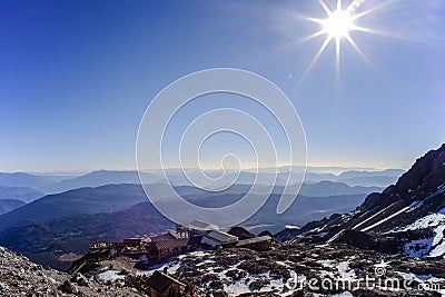 Asia China Yunnan Yulong Snow Mountain overlooking Editorial Stock Photo