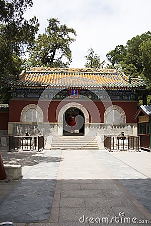 Asia, Chinese, Beijing, Beihai Park, Temple Mountain Gate Stock Photo