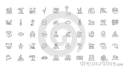 Asia concept illustration, linear icons, line signs set, vector collection Vector Illustration