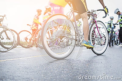 Asia cyclist road bike ridding on the road Stock Photo