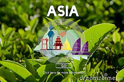 Asia East Continent Informative Culture Graphic Concept Stock Photo