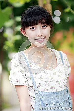 Asia girl next door outdoor Stock Photo