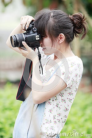 Asia girl shooting Stock Photo