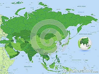 Asia Green Vector Map Vector Illustration