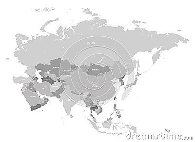 Asia grey vector map Vector Illustration