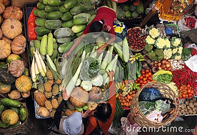 ASIA INDONESIA BALI DENPASAR MARKET PASAR BADUNG Editorial Stock Photo