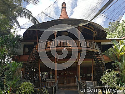 Southeast Asia Indonesia Bali Ubud Yoga Barn Spa Massage Spiritual Healing Health Balinese Hut Garden Nature Bamboo Architecture Editorial Stock Photo