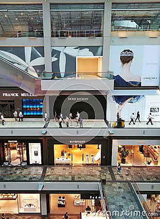 Indoor shopping mall in Marina Bay Sands Singapore Editorial Stock Photo