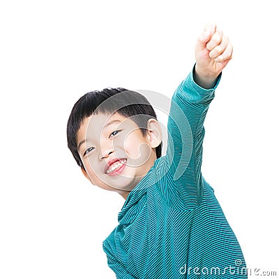 Asia little boy hand up Stock Photo