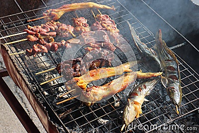 Asia local meat grill food Stock Photo