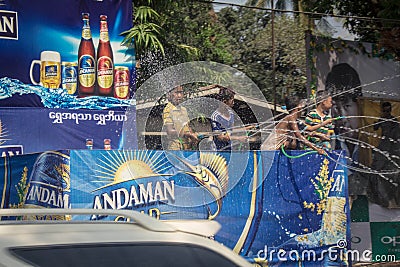 Asia Myanmar Water Festival Editorial Stock Photo