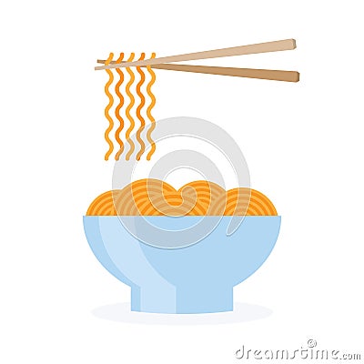 Asia noodle bowl food Vector Illustration