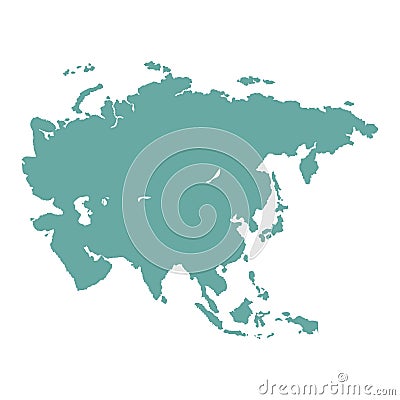 Asia outline world map, vector illustration isolated on white. Map of Asia continent. Vector Illustration