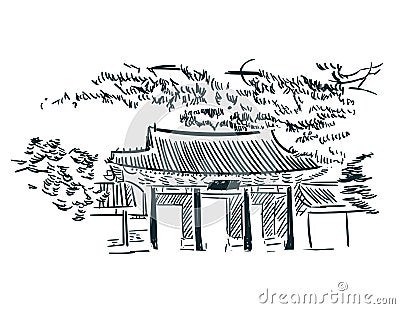 Asia Seul sketch vector city clip art illuatration Stock Photo