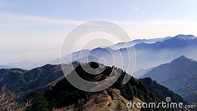 Shaded japanese mountains Stock Photo