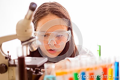 Asian American child scientist Stock Photo