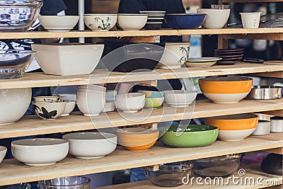 Asian art Bowl collection, various type size and style Stock Photo