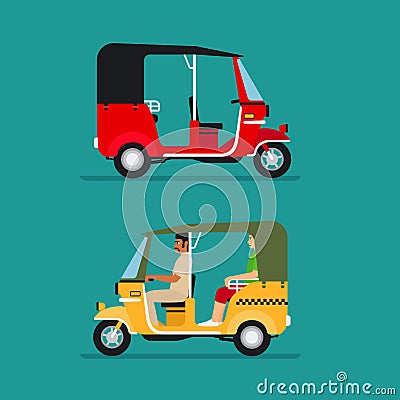 Asian auto rickshaw taxi Vector Illustration