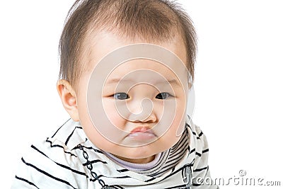 Asian baby pout lip Stock Photo