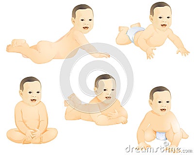 Asian Baby Set Two Stock Photo