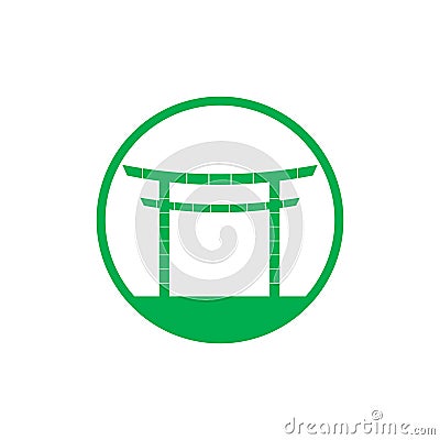 Asian bamboo gate logo vector Vector Illustration