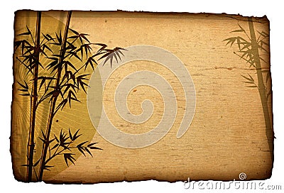 Asian Bamboo on grunge cardboard, Illustration Stock Photo