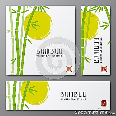 Asian bambu threes cards or japanese bamboo banners vector illustration Vector Illustration