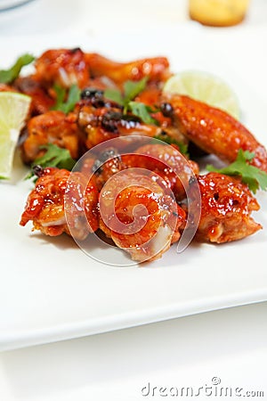 Asian Barbecued Chicken Wings Stock Photo