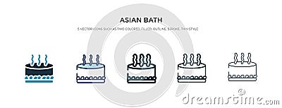 Asian bath icon in different style vector illustration. two colored and black asian bath vector icons designed in filled, outline Vector Illustration