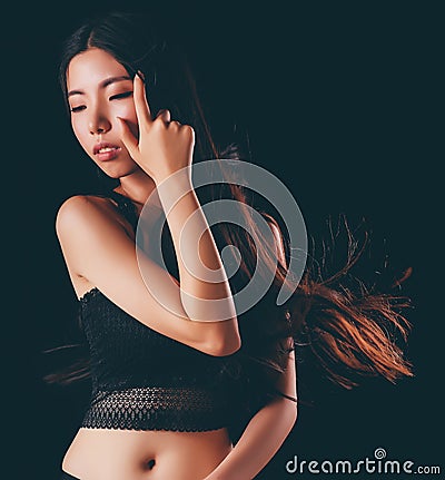 Asian models have perfect bodies Stock Photo