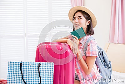 Asian beauty ready for travel Stock Photo