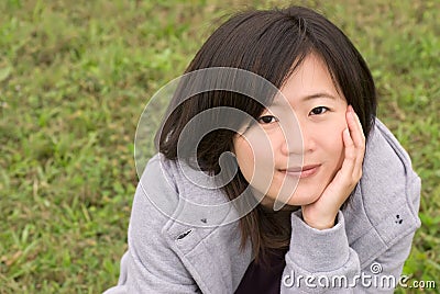 Asian beauty smile outdoor Stock Photo