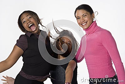 Asian, Black, and Latino young women Stock Photo