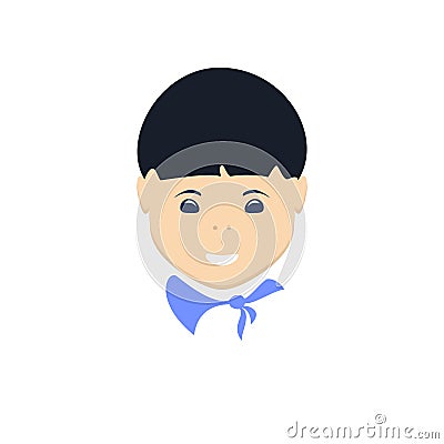 Asian Boy Isolated on White Vector Illustration