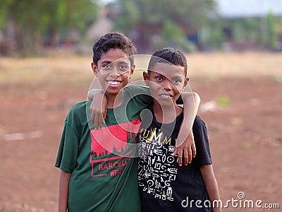 Asian boys smiling looking at the camera Editorial Stock Photo