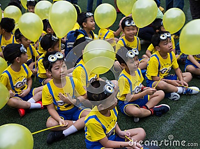 Asian boys wear cartoon costume Editorial Stock Photo