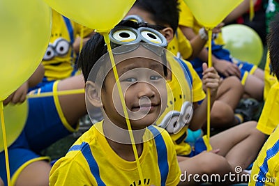 Asian boys wear cartoon costume Editorial Stock Photo