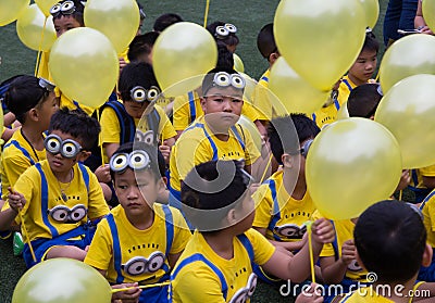 Asian boys wear cartoon costume Editorial Stock Photo